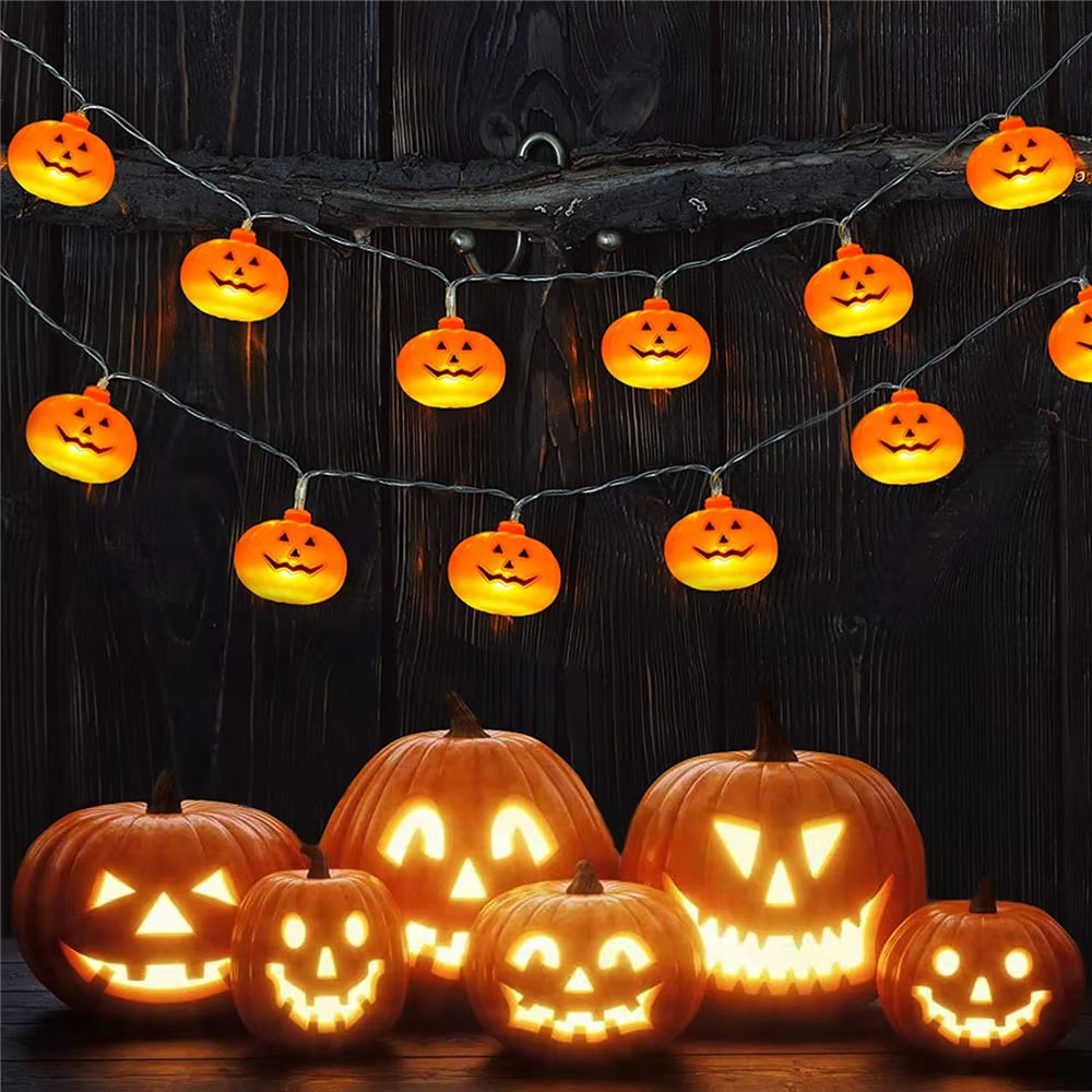 Halloween LED Decorative Light String with Pumpkin Shaped Bat Spider Small Light String Battery USB Power