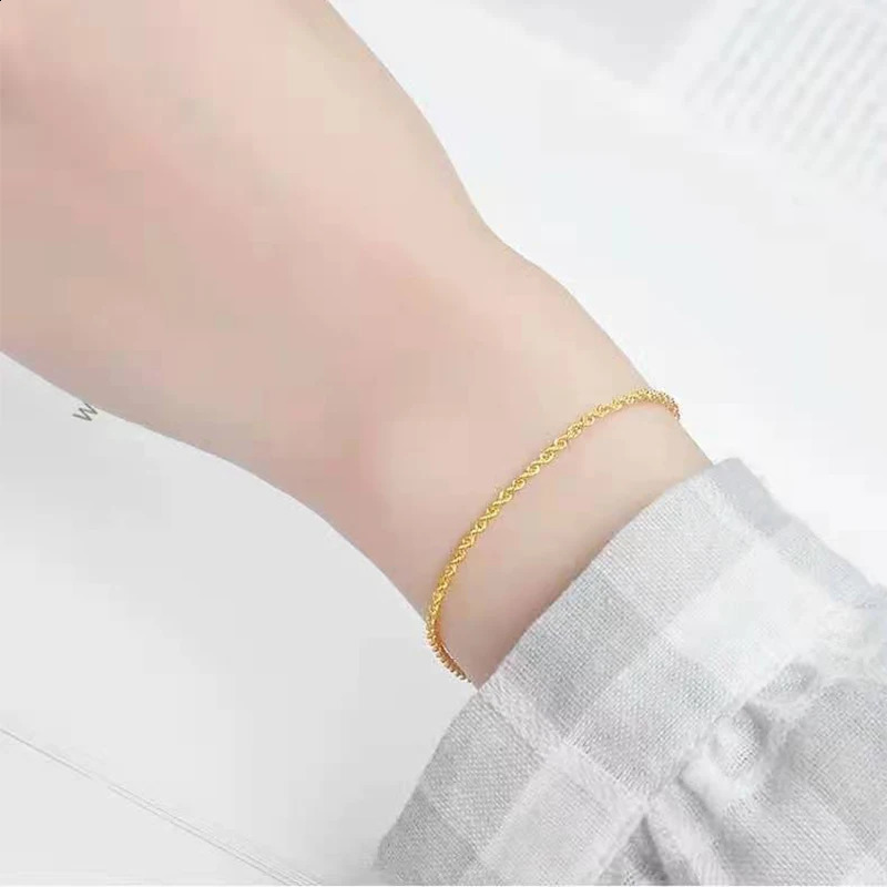 YUNLI Real 18K Gold Twisted Chain Bracelet Pure AU750 Adjustable Hemp Rope Chain Womens Exquisite Jewelry Gift BR016 240909