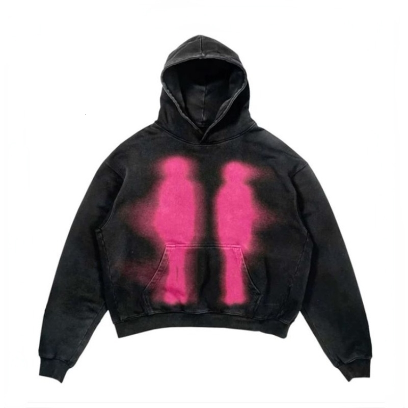 Trendy Autumn American Gothic Instagram Style Hip-hop Shadow Pattern Hoodie for Women Oversized Casual Loose Couples Sweatshirts 240906