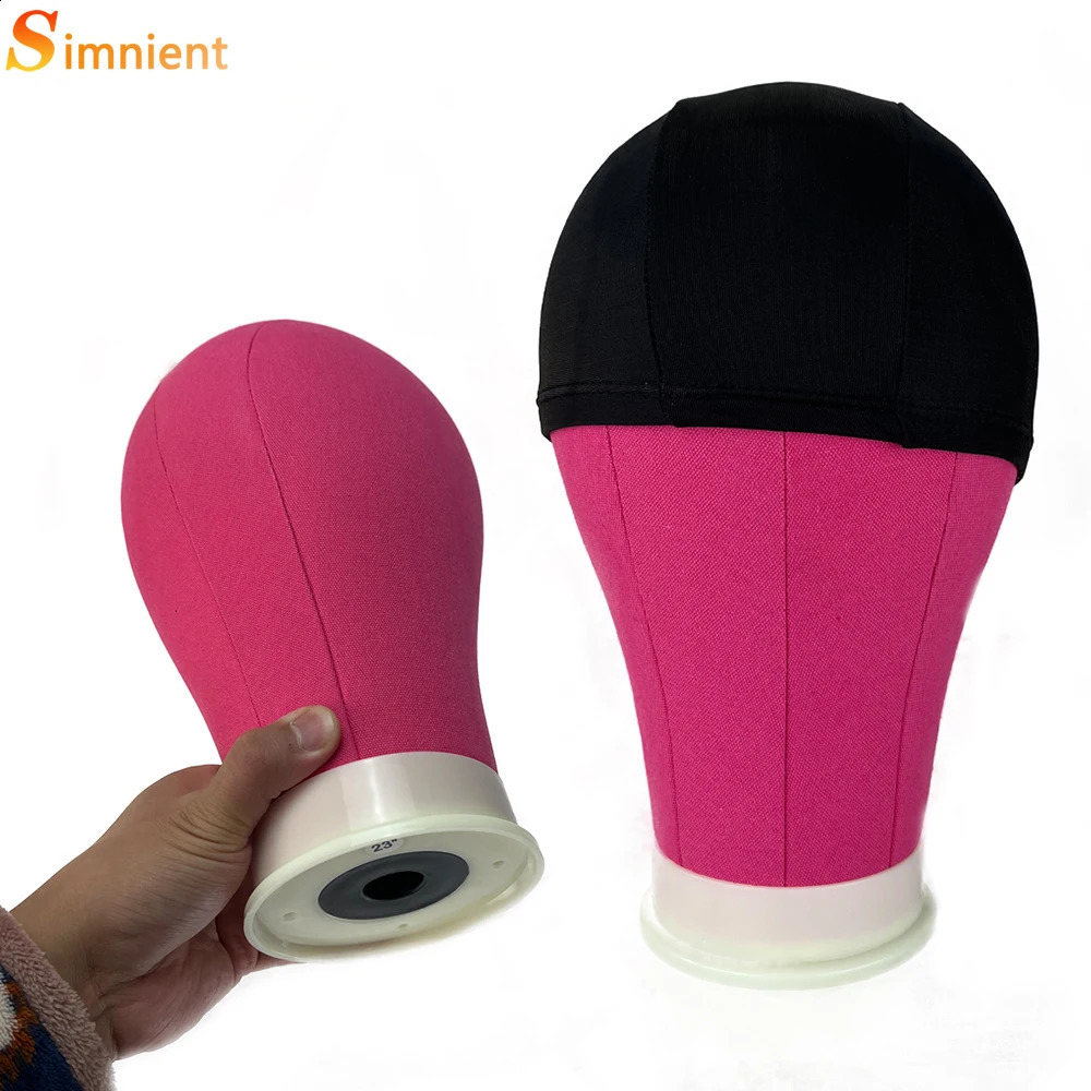 22/23Canvas Block Head With Adjustable Tripod Training Mannequin Head Wig Stand For Wigs Making Hair With T Pin Wig Instal Kit 240907