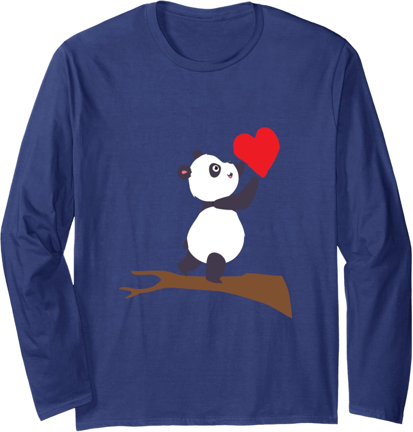 Long Sleeve Shirts for Men sweatshirt Panda Holding Up A Red Heart Valentines Day Gift Tee Streetwear Casual tops clothes fashion