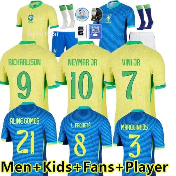 Soccer BraziLS Jersey 2024 Copa America Cup NEYMAR VINI JR Kids Kit Sets 2025 BRasIL National Team Football Shirt 24/25 Home Away Player Version 4XL RODRYGO