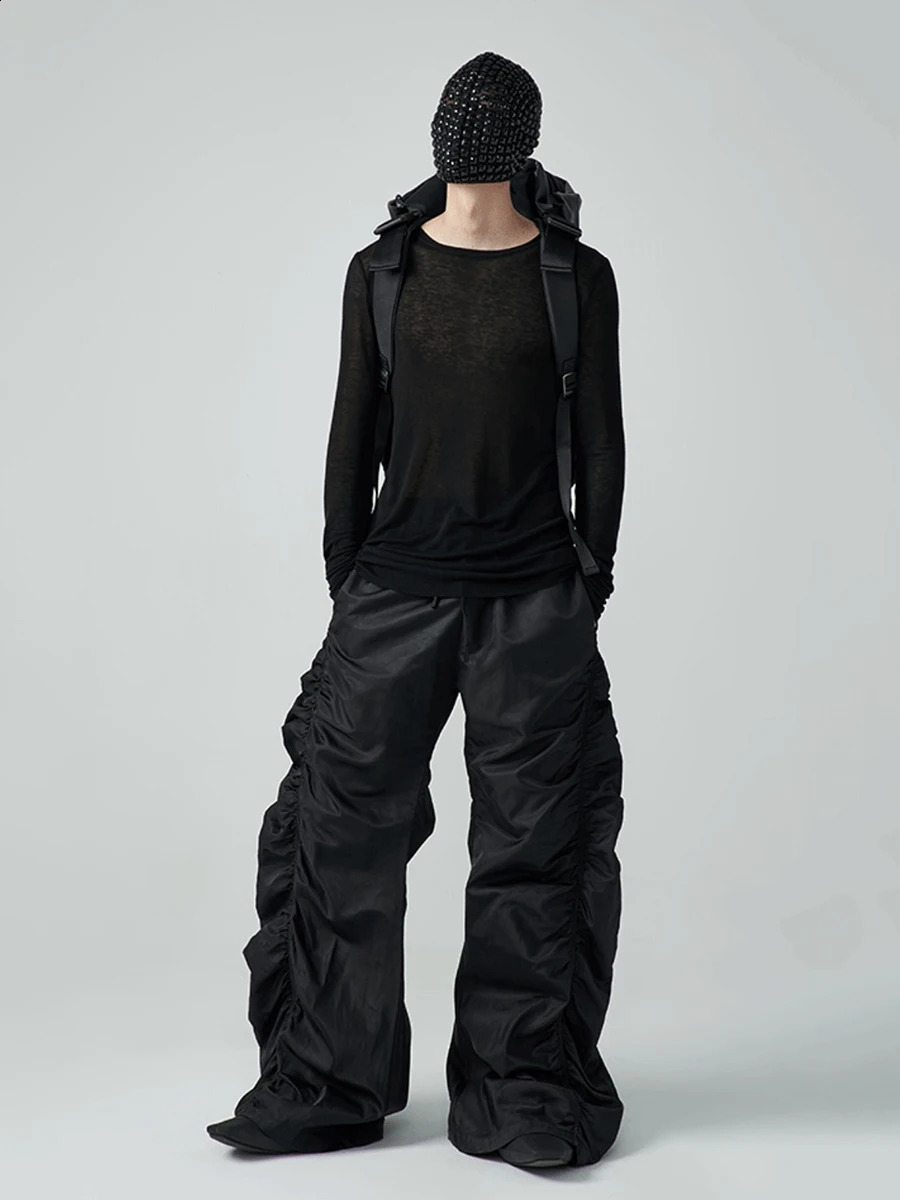 REDDACHiC Hip-hop Mens Ruched Sweatpants Y2k Retro Stacked Wide Leg Elastic Waist Quick-dry Casual Pants Sports Outdoor Clothes 240906