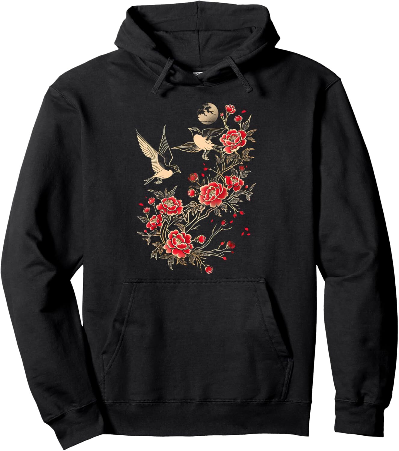 Long Sleeve Shirts for Men sweatshirt Japanese Art Bird Flower Blossom Tree Crane Japan Pullover Hoodie T shirt Tee Streetwear Casual tops clothes