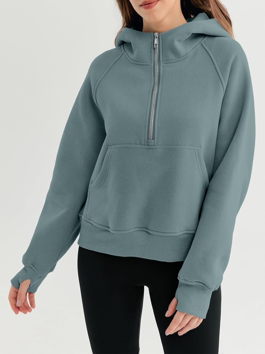 Cropped Hoodies Fleece Half Sweatshirts Jackets Womens Quarter Zip Up Pullover Fall Outfits 2024 Winter Clothes