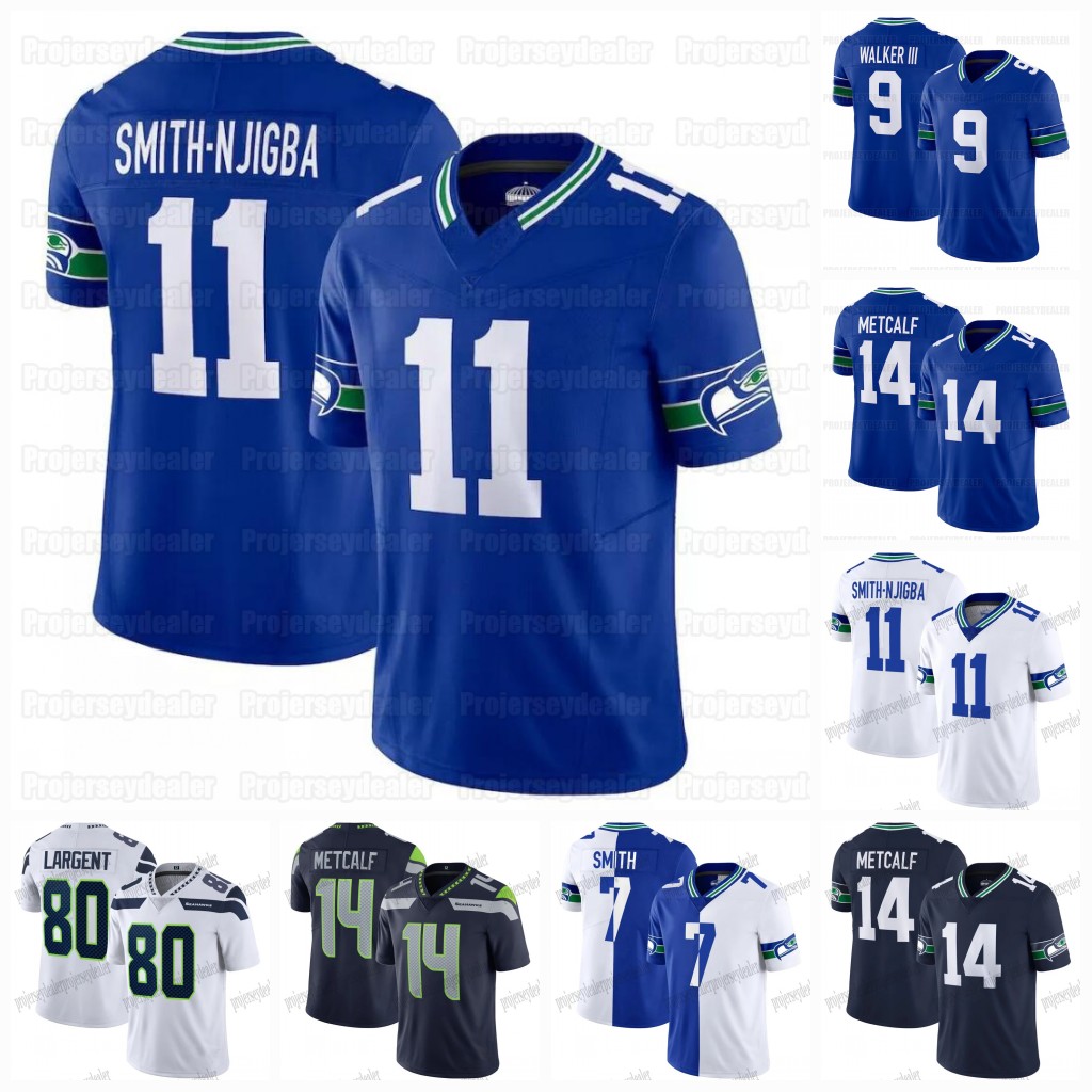 Jaxon Smith-Njigba Seahawks 2024 Football Jersey Kenneth Walker III Steve Largent Smith DK Metcalf Geno Smith Tariq Woolen Tariq Woolen Jamal Adams Julian Love