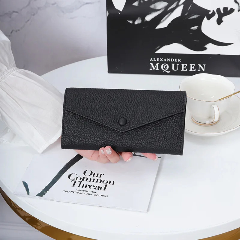 Urban Master Cowhide Long Womens Wallet Large Capacity Genuine Cowhide Leather Envelope Ultra Thin Clutch Mobile Wallet Dompet Pria Kanvas 240907