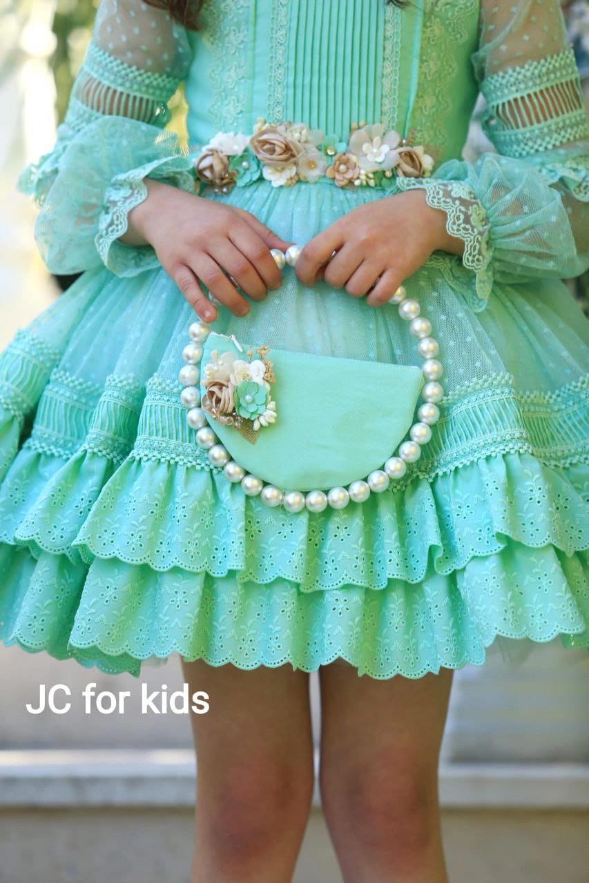 Elegant wer Girl Dress High Neck Lace Bodice with Fluffy Skirt Ball Gown Wedding Party Bridemini Junior BC19432 0909