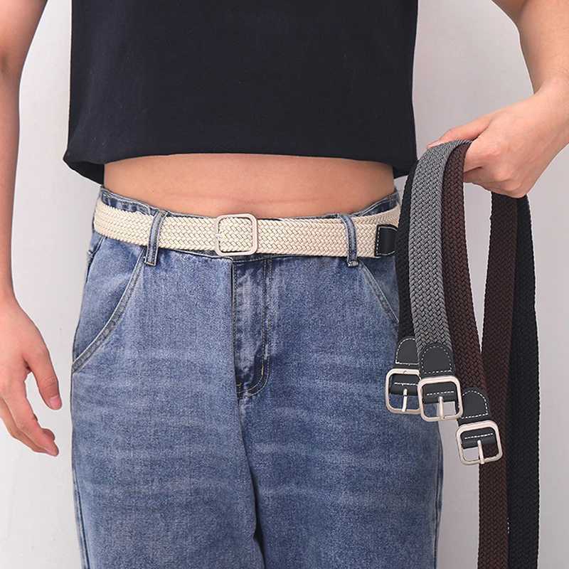 1 unmarked womens canvas belt with metal buckle womens elastic woven belt punching machine W250109