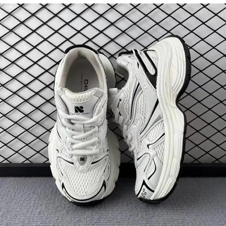 Daddy female ins tide 2025 new spring and summer thick bottom sneakers mesh show feet small sier casual shoes size 35-40