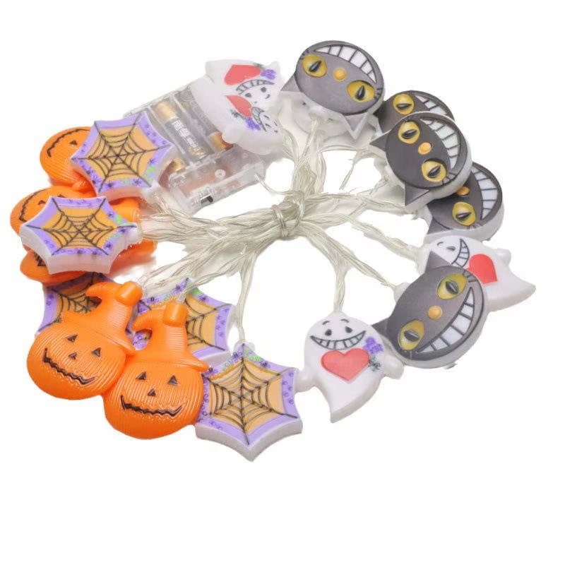 Halloween Lights Scary Monster Cat Ghost Pumpkin Indoor Battery Decoration Warm White String Lamp