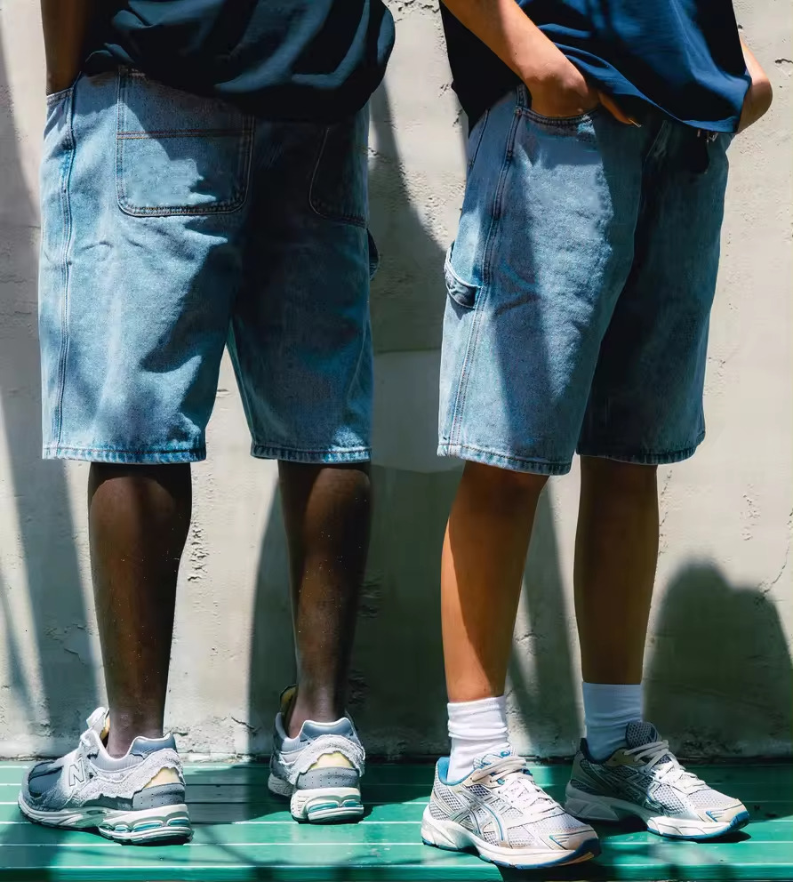 Wholesale Customized Men Zipper Fly Loose Fit 100%Cotton Denim Pants Baggy Jorts Skate Jeans Shorts