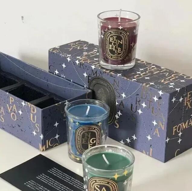 Scented Candle 70g x3 Scented Candles Etincelles Sapin TUBEREUSE NEIGE Limited Gift Box Set Wedding Gift Fragrance Glass Incense Candles Cup Set w2503