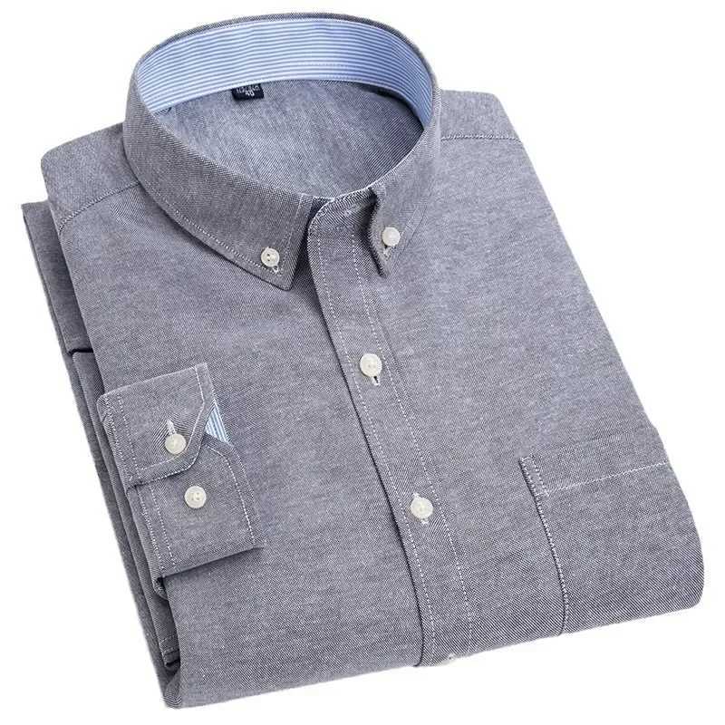 Mens long sleeved solid color mens fashionable slim fit business shirt trend wholesale X2410071