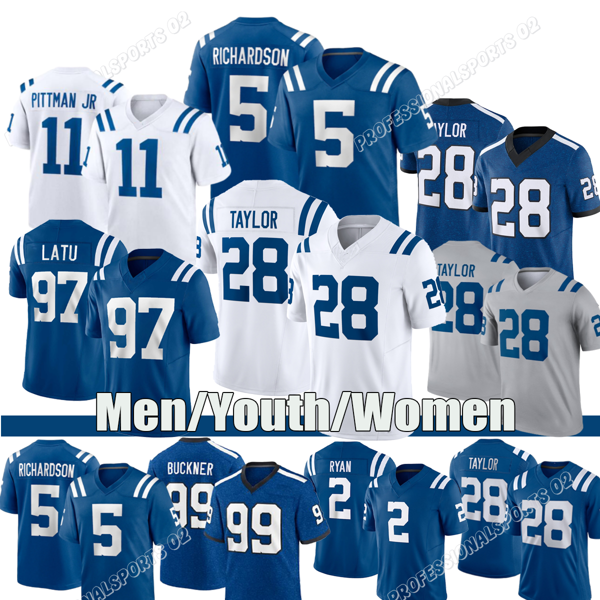 Coltss jersey Anthony Richardson Jonathan Taylor Michael Pittman Jr. #56 Nelson #99 DeForest Buckner Laiatu Latu Football Jerseys