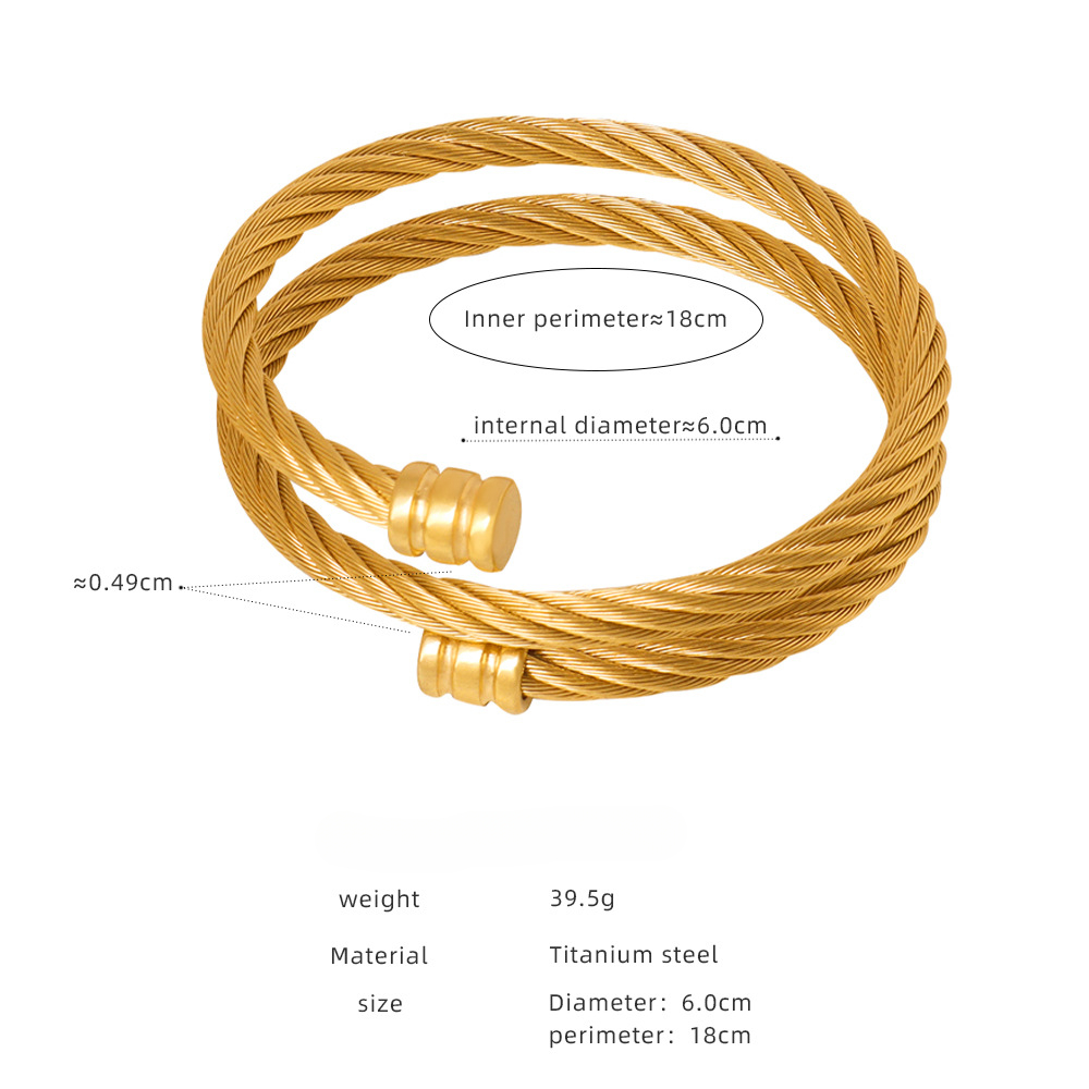 18k Gold Steel Wire Bangle Cuff Bracelet No Tarnish Designer Jewelry Cubic Zircon Diamond Stainless Steel Multilayer Wrap Stacking Wristband Rings for