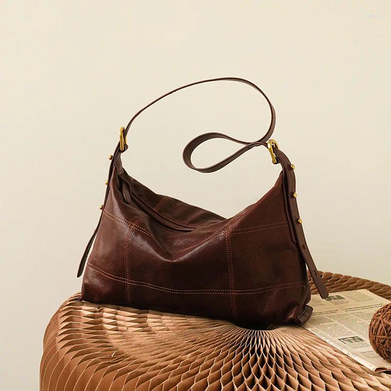 Totes Designer's First Layer Crystal New Plant Tanned Cow Leather Shoulder Bag Urban Simple Solid Color Soft Minimalist St