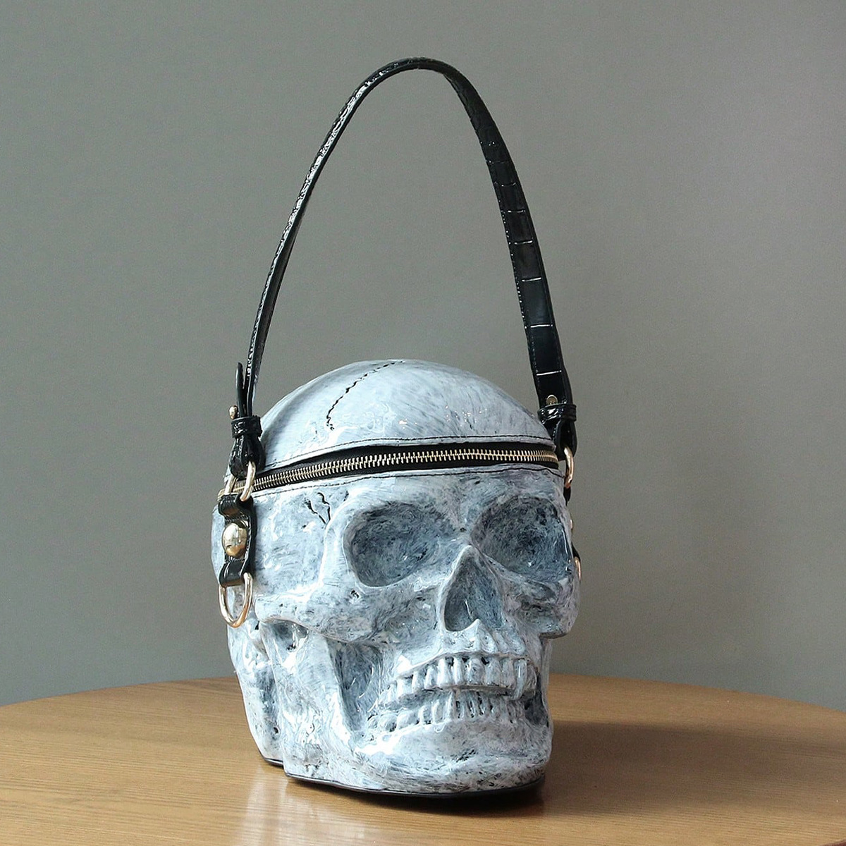 Punk gothic style dark skull tote bag street personality biker hip hop style crossbody bag