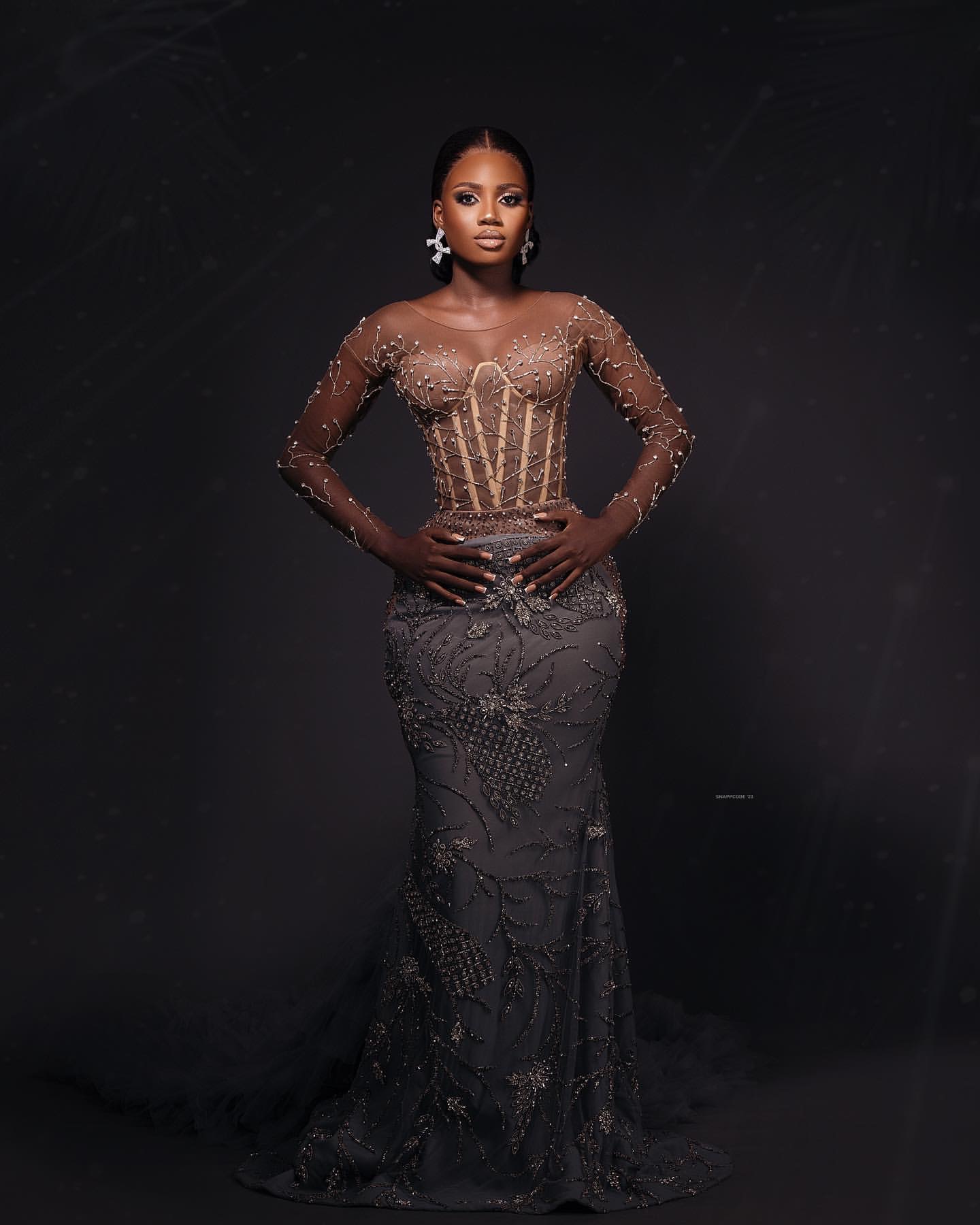 2024 Grey Mermaid Prom Dresses For Special Occasions Rhinestones Rhinestones Beaded Evening Formal Party Second Reception Birthday Engagement Gowns Dr