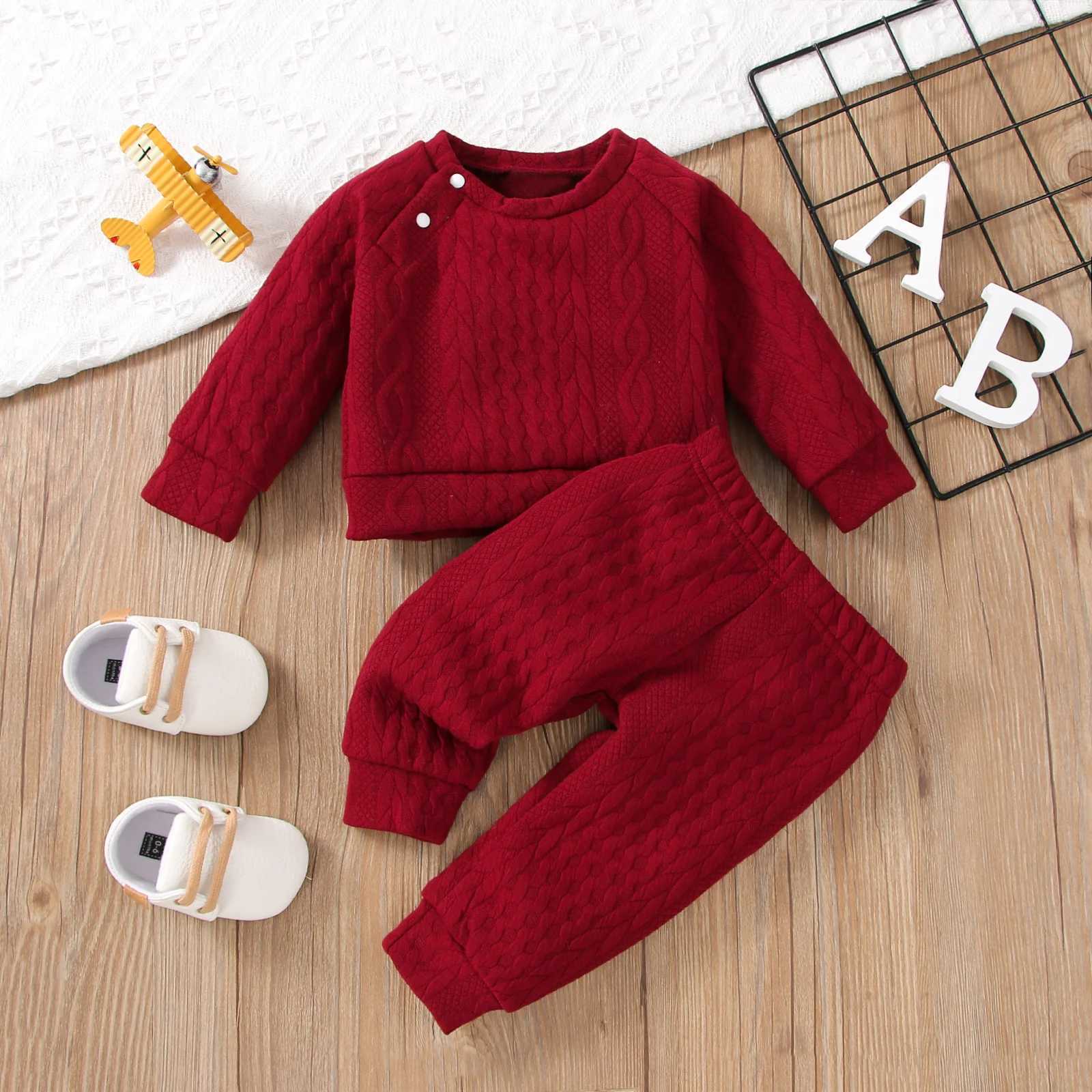 Clothing Sets 7 Colors Newborn Baby Girl Boy Clothes Set Solid Color Long Sleeves Top+Pants 2PCS Outfits Leisure Sport Autumn Winter Costume H241126