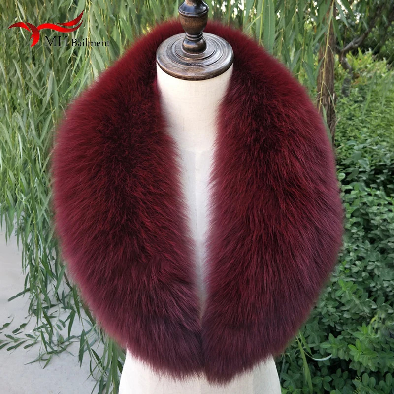 Women Winter Real Fox Fur Collar Hood Trims Fur Decor Shawl For Coat Parkaks Large Size Neck Warm Fur Scarf Long Scarves Female 240906