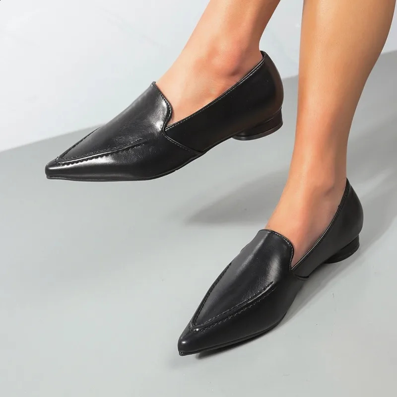 Womens Flats Pointed Toe Slip on Oxford Patchwork Boat for Female Low Heels Dress Shoes Spring New Autumn 240904