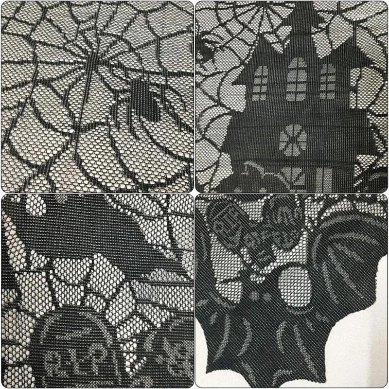 Table Cloth Halloween Party Tablecloth 53x69inch Festival Black Lace Cover For Spooky Decoration Fit 6 8ft Tables M68E