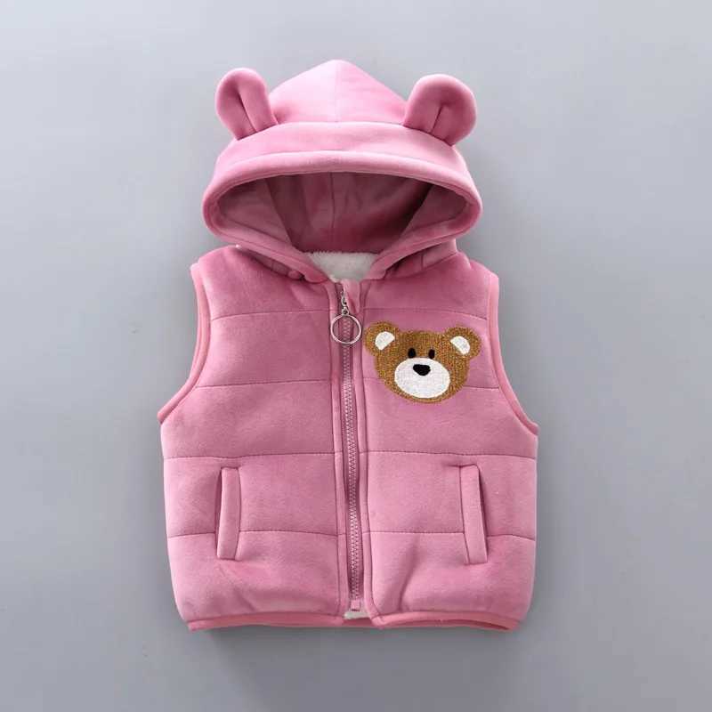 Clothing Sets Boys Girls Cartoon Bear Clothing Suits Baby Plus Velvet Jacket+Vest+ Pants 3Pcs Sets Kids Toddler Winter Sports Clothes 1-4Yrs H241126