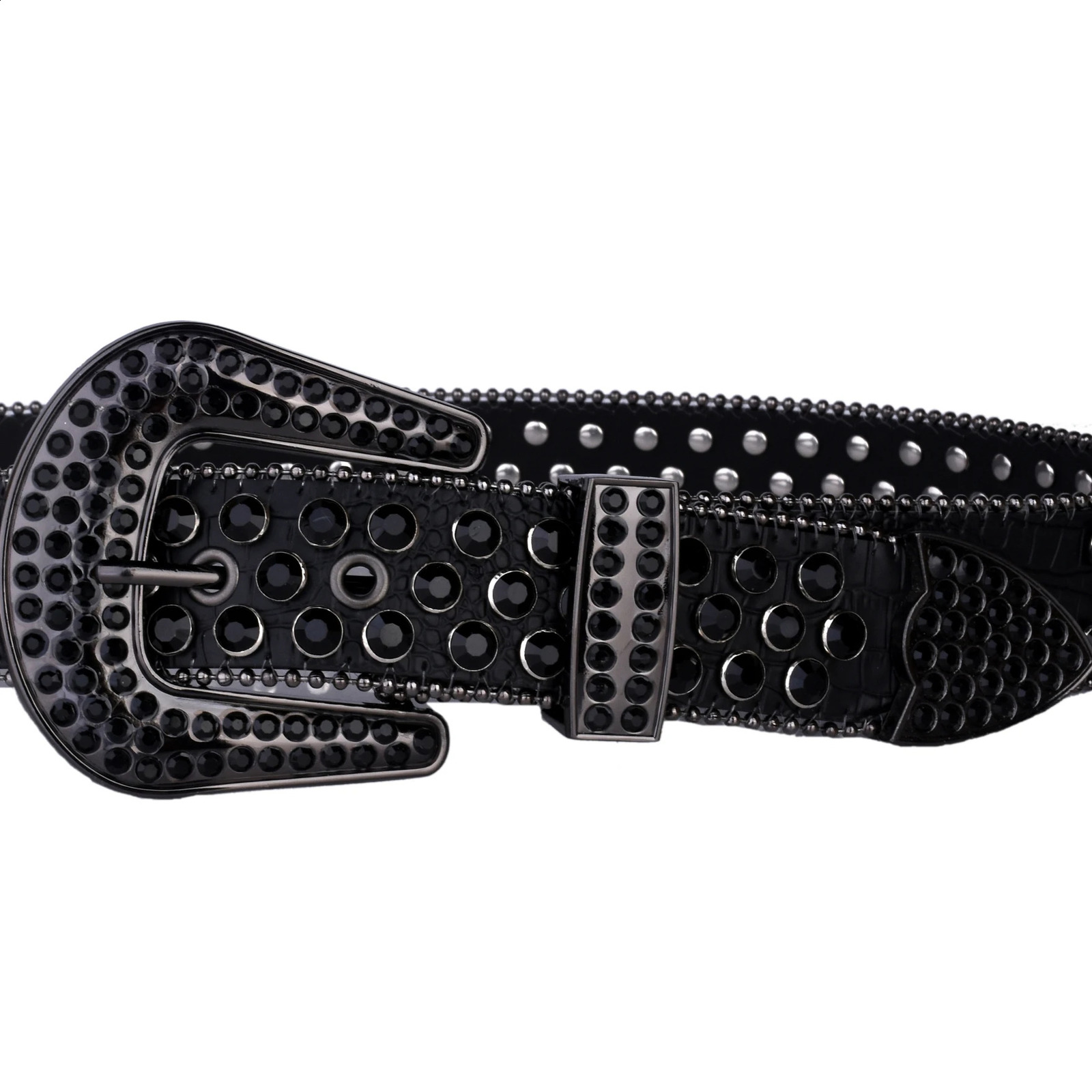Stud rhinestone strap womens fashion strap shiny Pu leather strap wedding party strap couple Valentines Day gift 240909