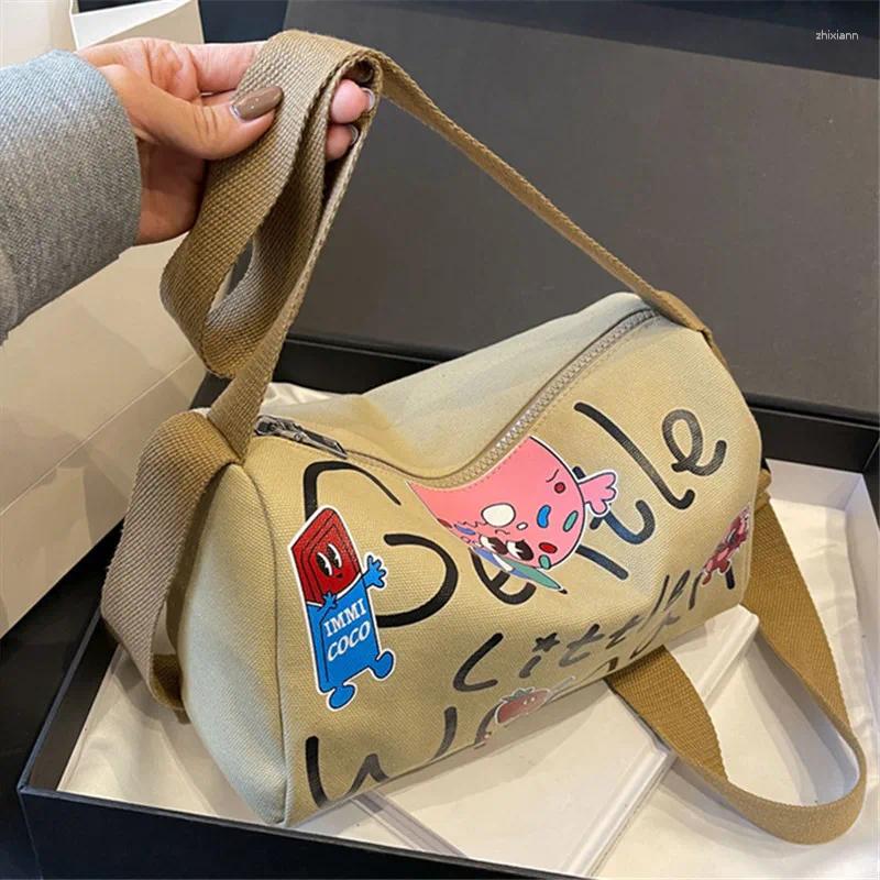 Bag High Beauty Letter Printed Canvas Pillow For Work Travel Single Shoulder Youth Daily Versatile Casual Crossbody Bags zhanyishengli