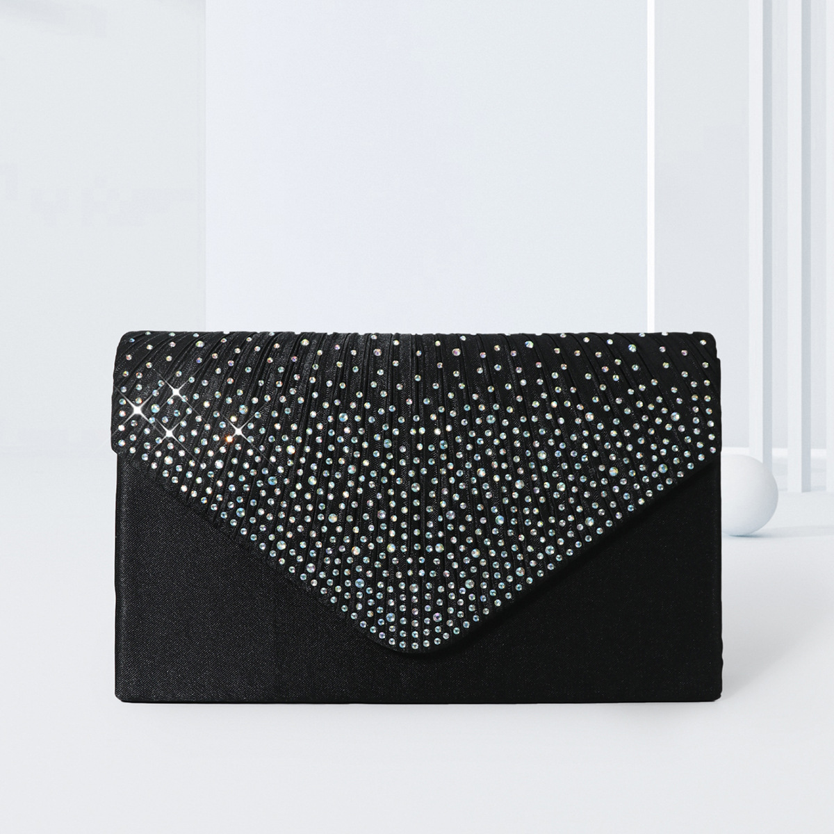 Women's One-shoulder Dinner Bag Graduation Party Wedding Dress Bag Fashion Party Bridesmaid Flip Flip Diamond Black clutch bag
