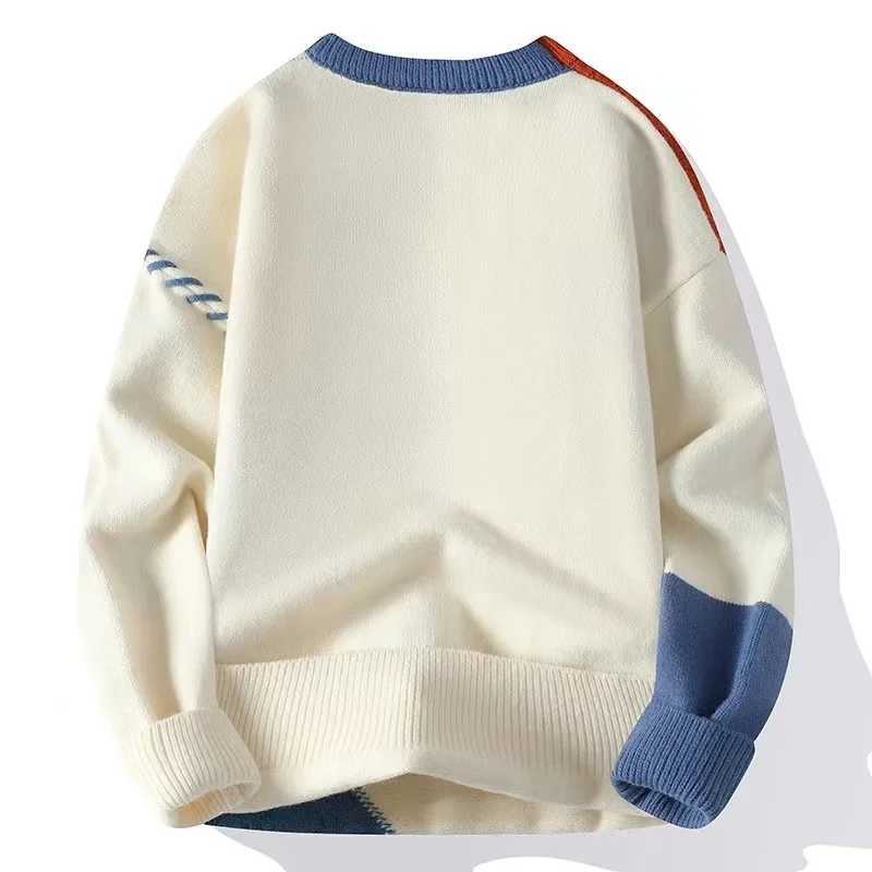 2024 Autumn Winter Warm Mens Sweater Fashion Turtle Neck Patch Work Zipper New Korean Street Clothing Zipper Casual Mens Clothing W240909
