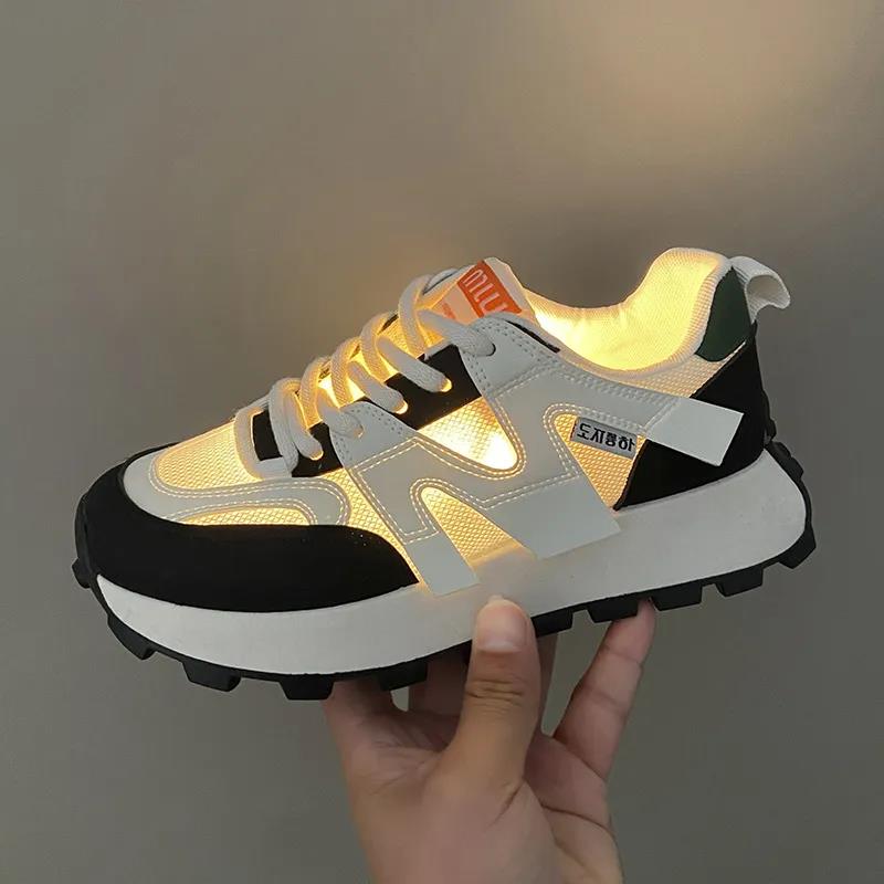 Women's Breathable Heighten Autumn Athleisure Comfortable Lightweight Versatile Running Shoes Triple Black Free shipping size 35-40 Lhshoe