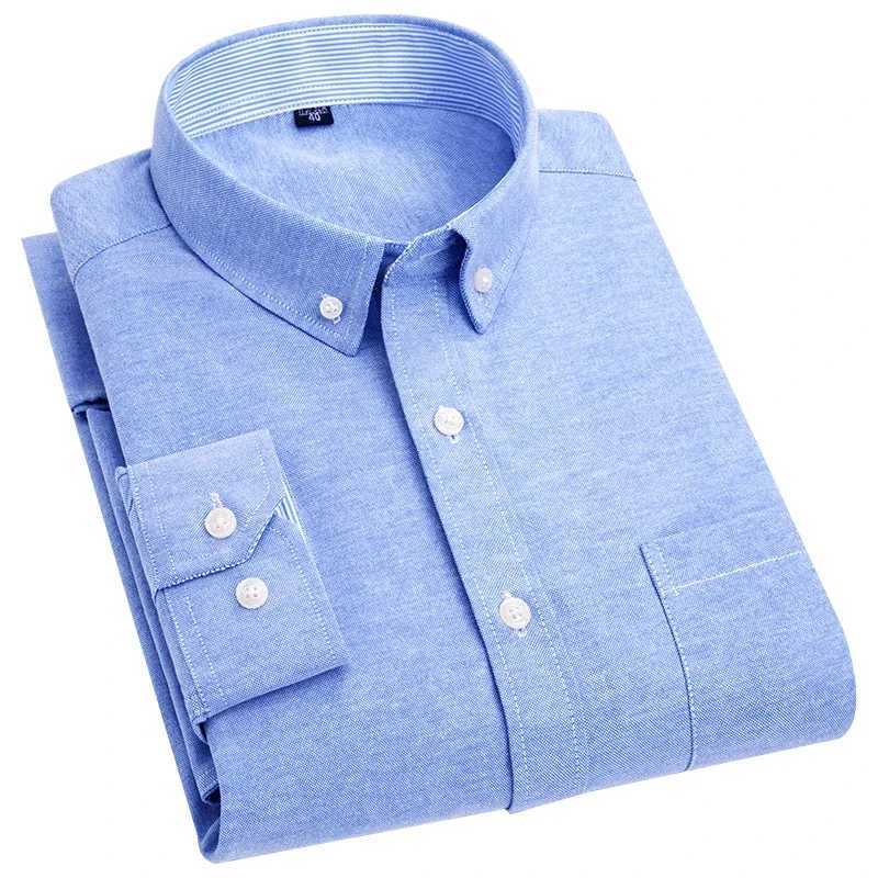 Mens long sleeved solid color mens fashionable slim fit business shirt trend wholesale X2410071