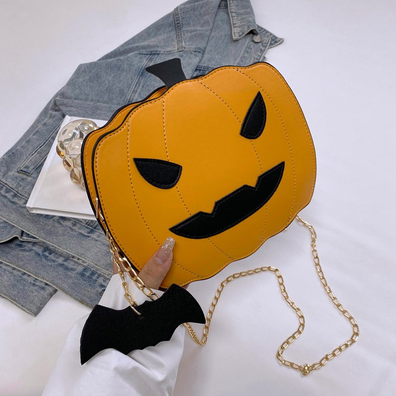2025 Designer parody version 3 Korean pumpkin bat fun and quirky personality cartoon shoulder bag