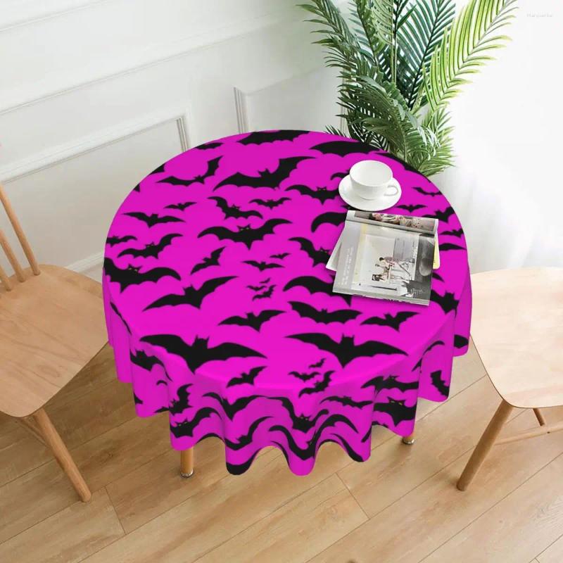 Table Cloth Black Flying Bats Tablecloth Gothic Halloween Outdoor Round Cover Funny Graphic For Banquet Christmas Party