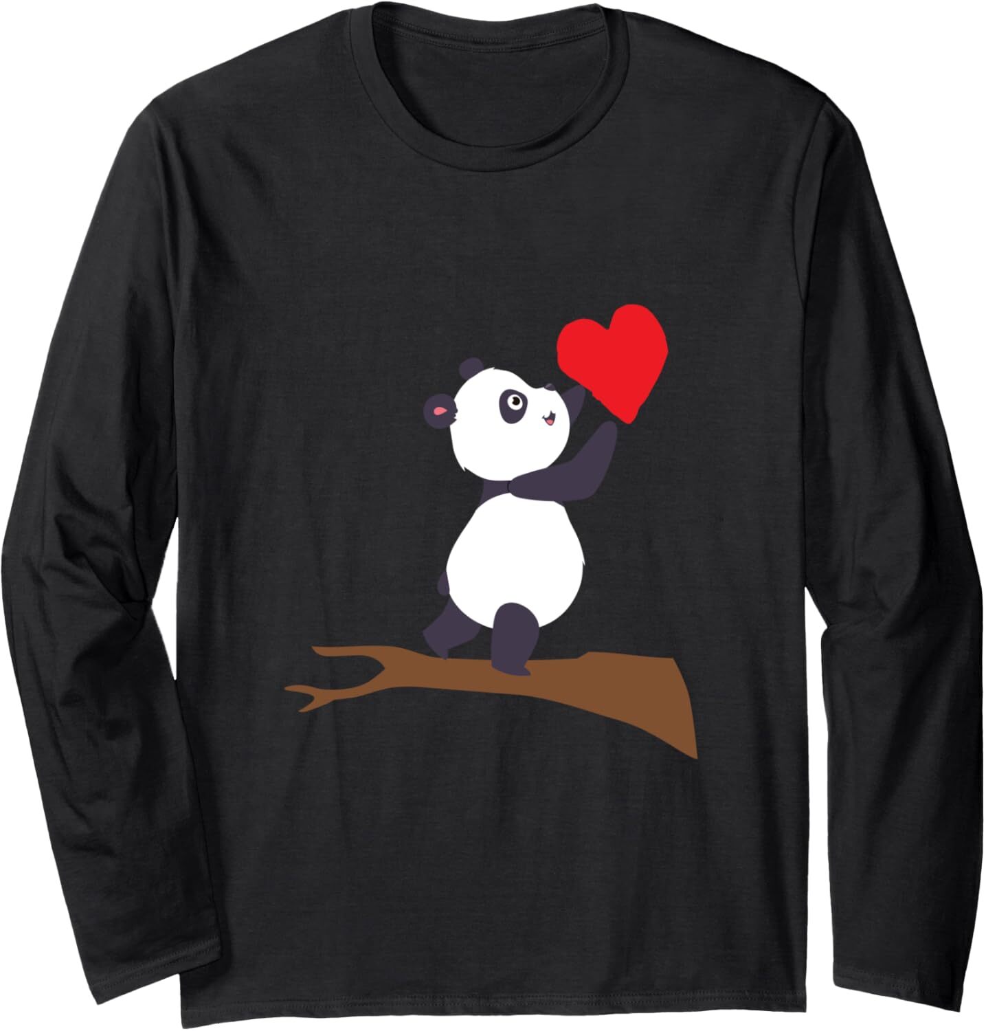 Long Sleeve Shirts for Men sweatshirt Panda Holding Up A Red Heart Valentines Day Gift Tee Streetwear Casual tops clothes fashion