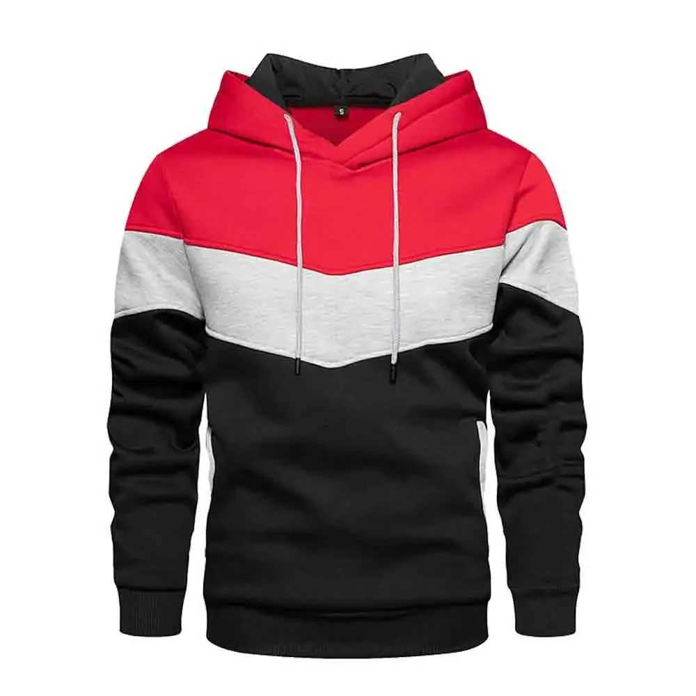 Mens patch work hoodie sports hoodie casual loose wool warm streetwear mens fashion autumn and winter sportswear W240921