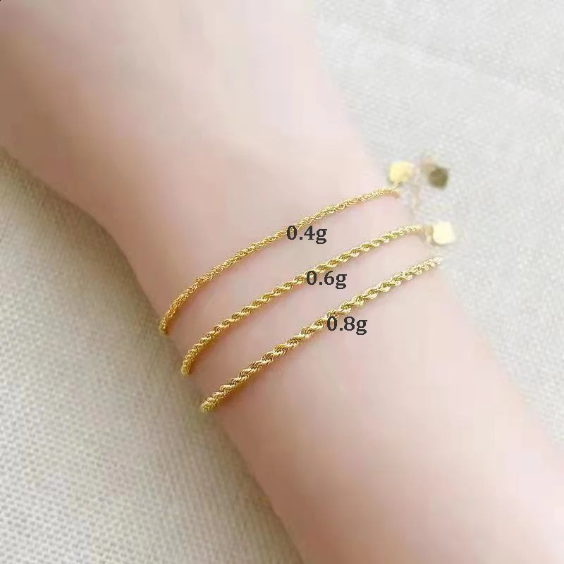 YUNLI Real 18K Gold Twisted Chain Bracelet Pure AU750 Adjustable Hemp Rope Chain Womens Exquisite Jewelry Gift BR016 240909