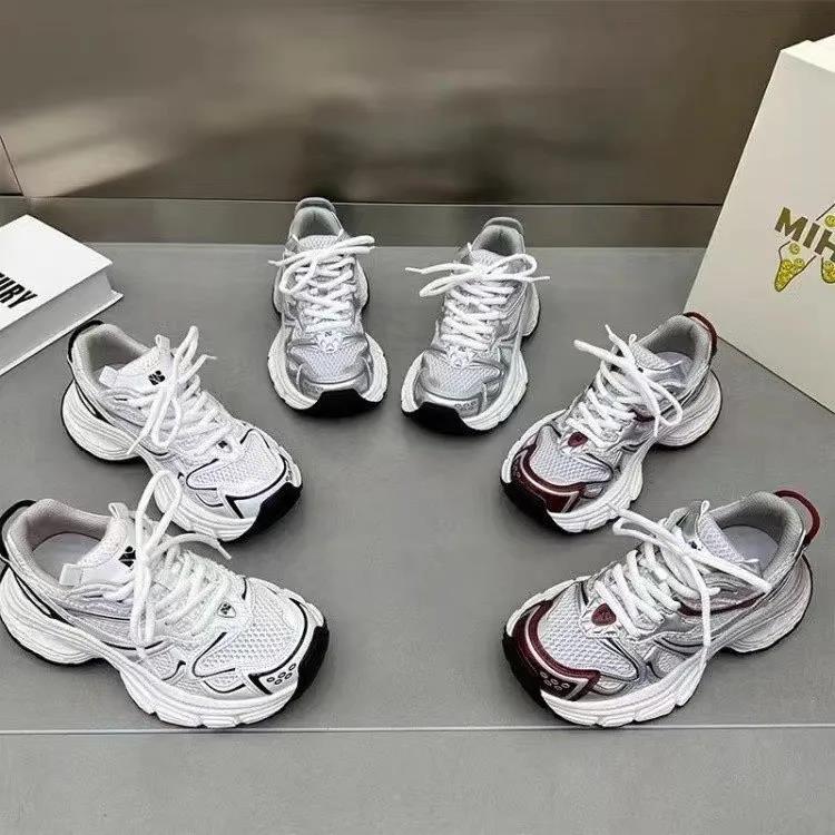 Daddy female ins tide 2025 new spring and summer thick bottom sneakers mesh show feet small sier casual shoes size 35-40