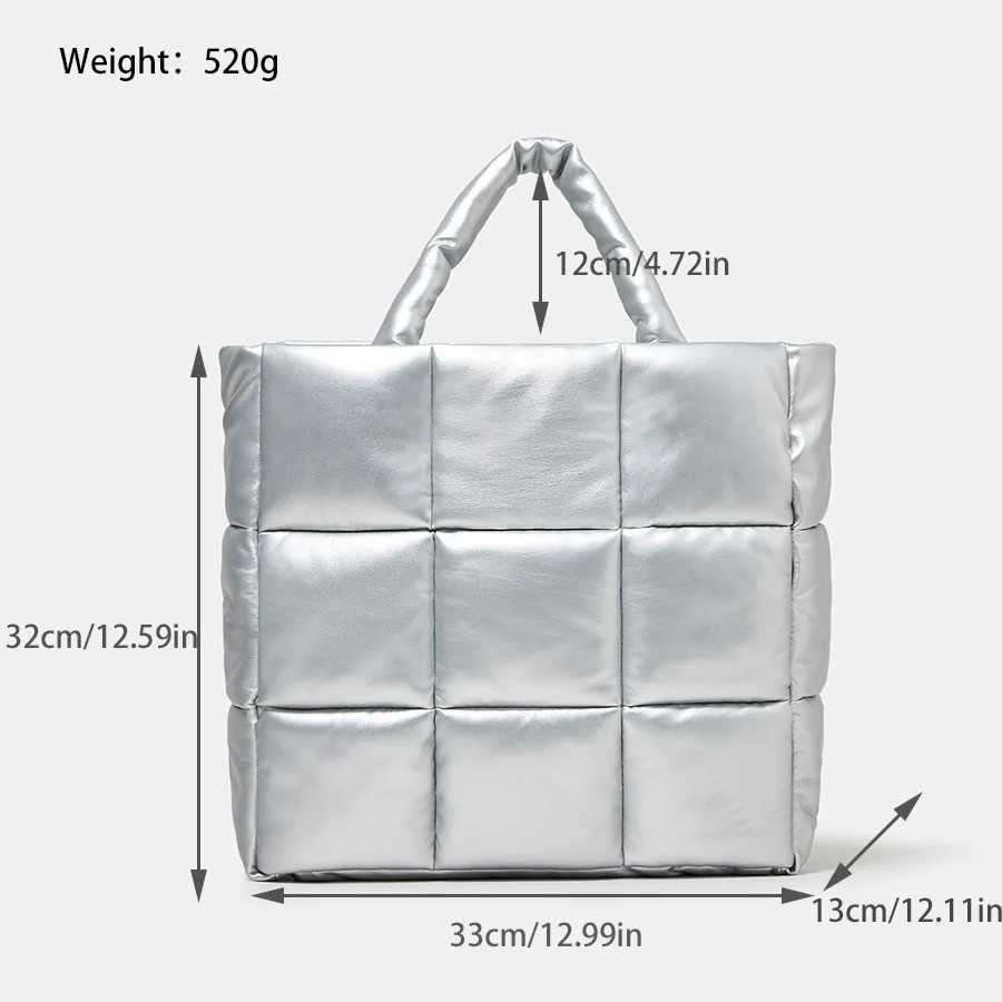 CMM Fashion Quilted Plaid Women Handbags Large Capacity Padded Tote Bag Luxury Soft Pu Leather Shoulder Crossbody Bags Puffy Purses 240909