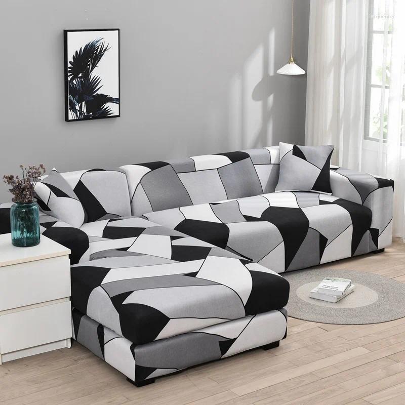 Chair Covers Square Lattice Printed Couch Cover Sofa Elastic Slipcovers For Pets Chaselong Protector L Shape Anti-dust hine Washable