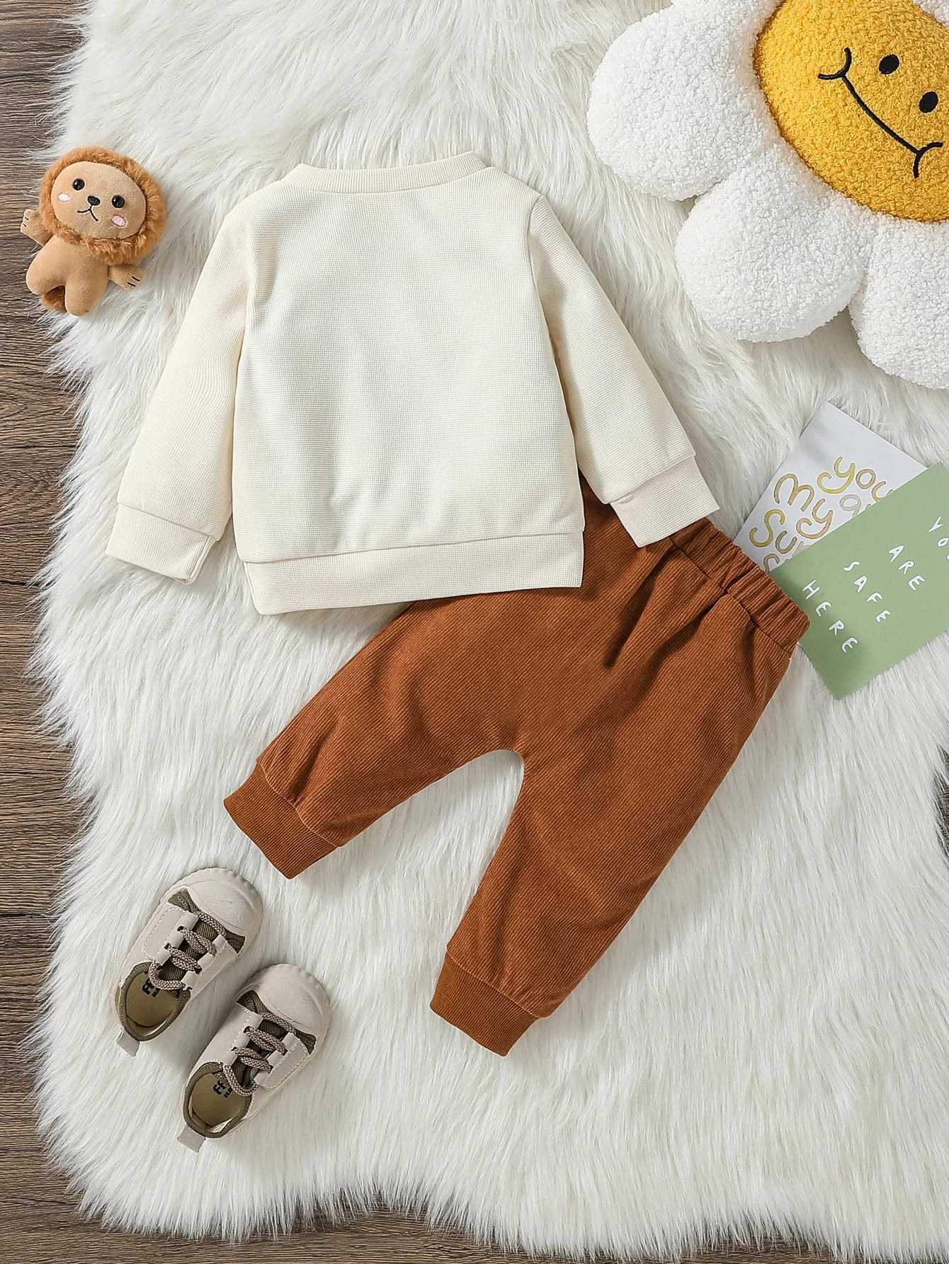 Clothing Sets Baby Boys England Style Autumn/Winter Long Sleeve Print Letter Sweatshirt +Pant With ket For Outdoor Set H241126