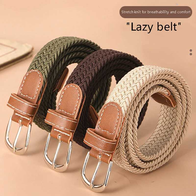 1 unmarked womens canvas belt with metal buckle womens elastic woven belt punching machine W250109