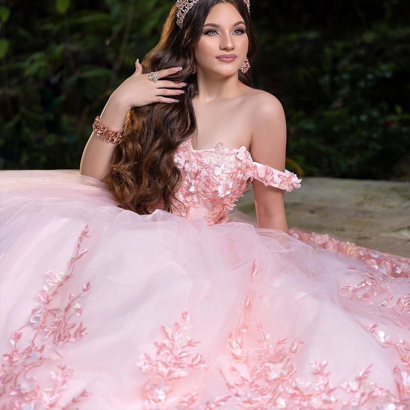 Pink Quinceanera Dresses 2024 Sweetheart Off Shoulder Appliques Lace Tull Birthday Party Princess Gowns Vestidos De 15 Anos 16 Dress