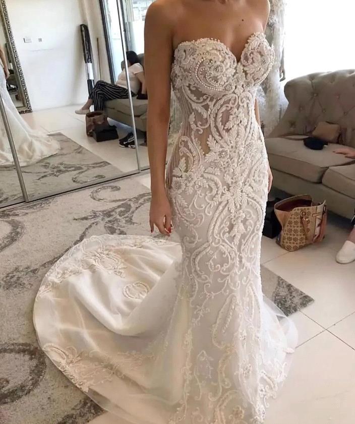 2024 Elegant Off The Shoulder Mermaid Wedding Dress Lace Appliques Fishtail Wedding Dress BC19443 0909