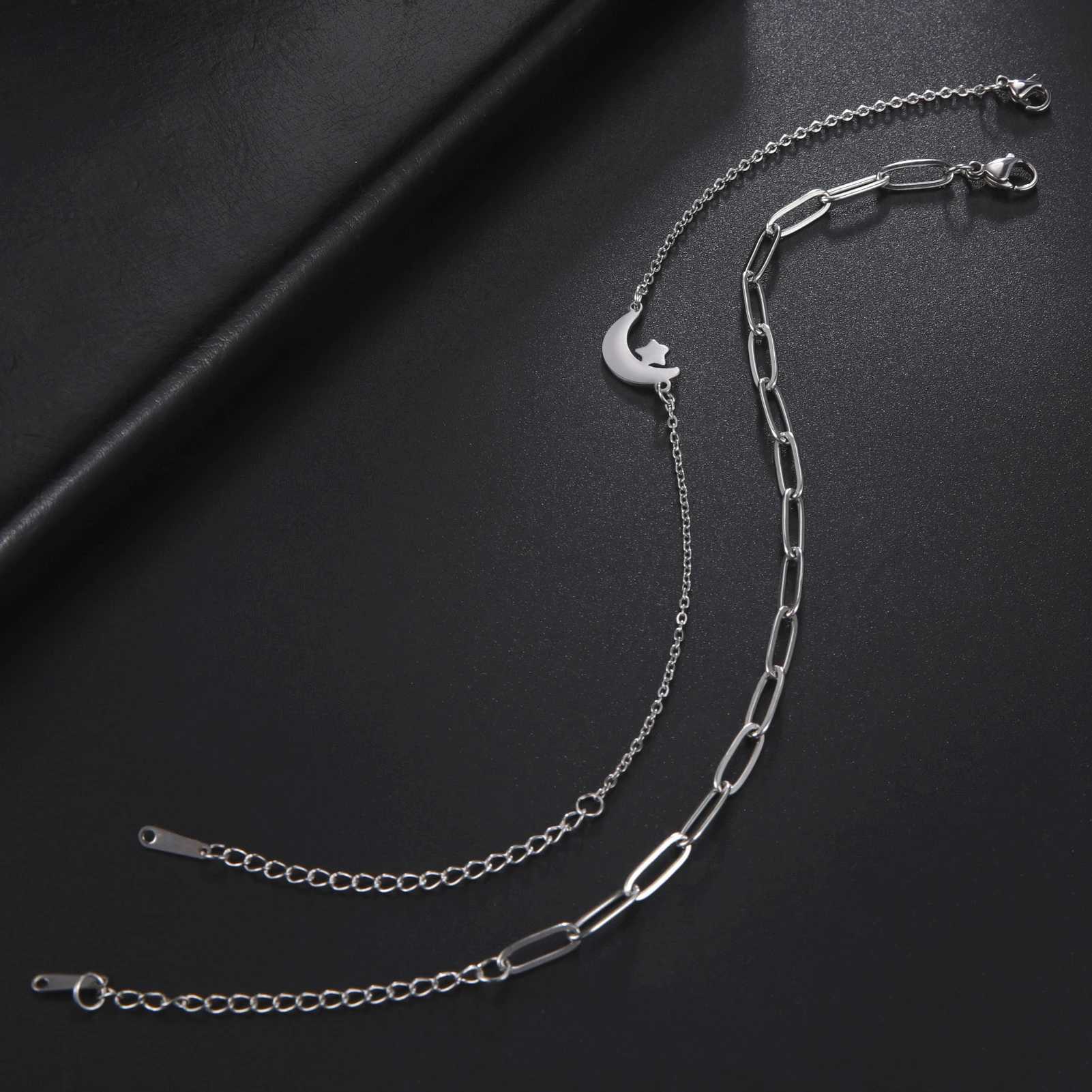 Stainless Steel Bracelets: Classic Moon Stars Kpop Charm Bracelet for Women 4