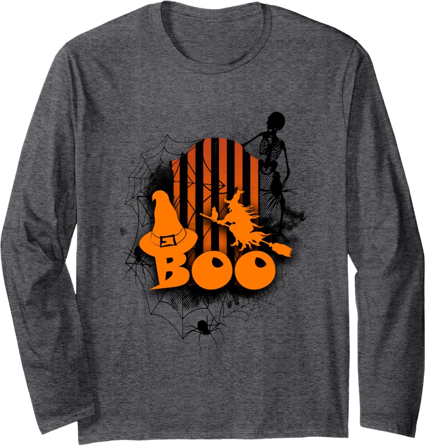 Long Sleeve Shirts for Men sweatshirt Happy Halloween Boo Skeleton Witch Spider Bat Long Sleeve Streetwear Casual tops clothes