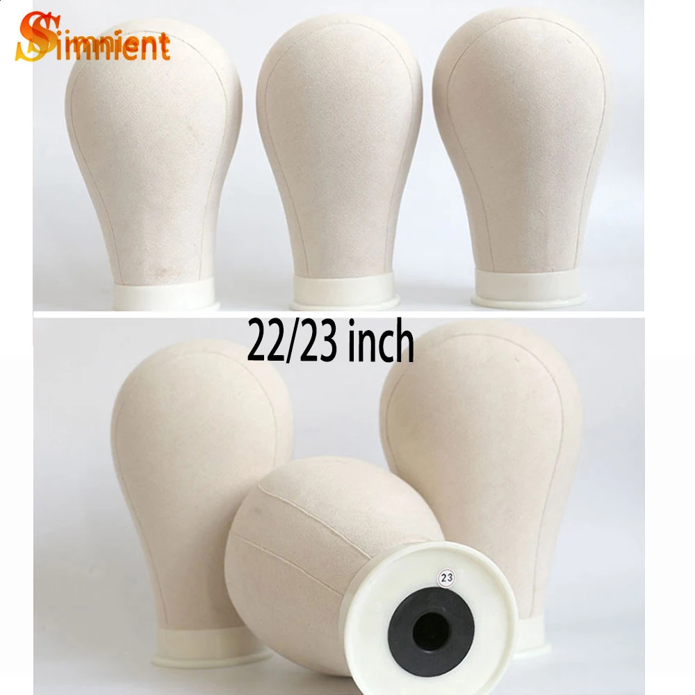 22/23Canvas Block Head With Adjustable Tripod Training Mannequin Head Wig Stand For Wigs Making Hair With T Pin Wig Instal Kit 240907