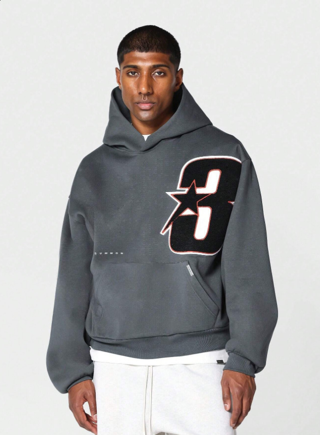 Trendy digital star hooded sweatshirt autumn/winter pullover loose casual unisex hoodie 240907